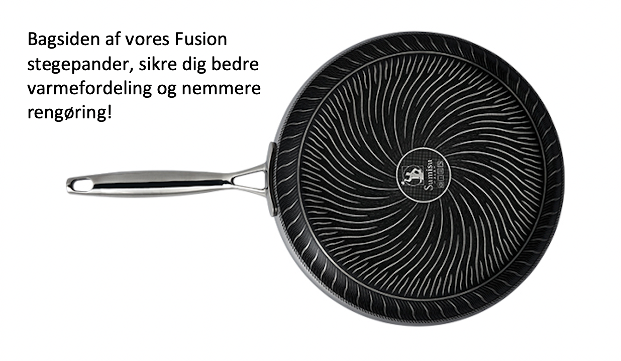 Vores specielle bagside som giver god varmefordeling. Stegepande som virker til at typer komfurer, er ildfast og må komme i opvaskemaskinen.