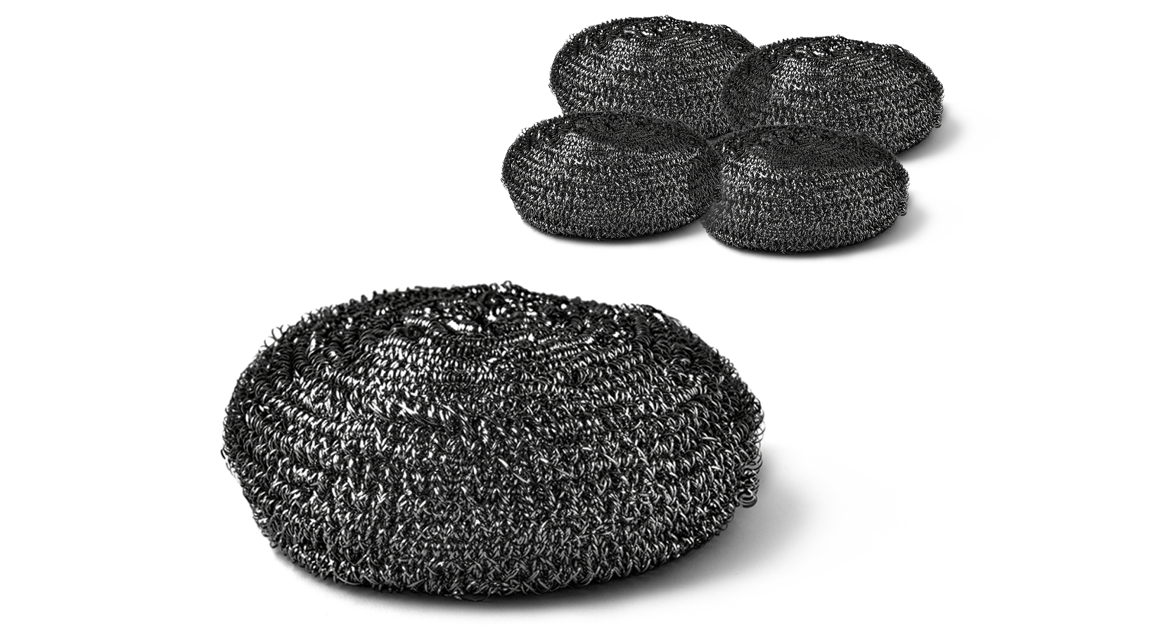 Sæt med 5 stk. rengøringssvampe i rustfri stål til rengøring af vores non-stick gryde og pande serie. Samt vores grydesæt