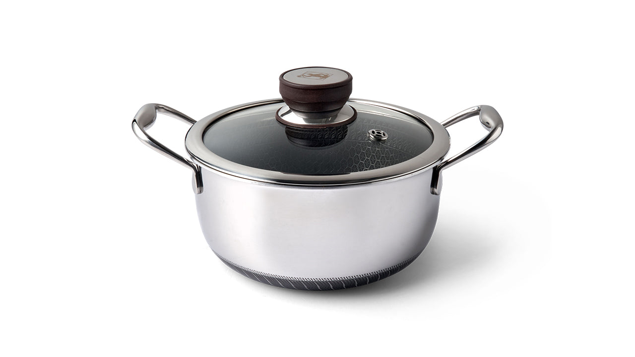2,8 liter gryde på 20 cm med låg. Non stick og bedst i vores test