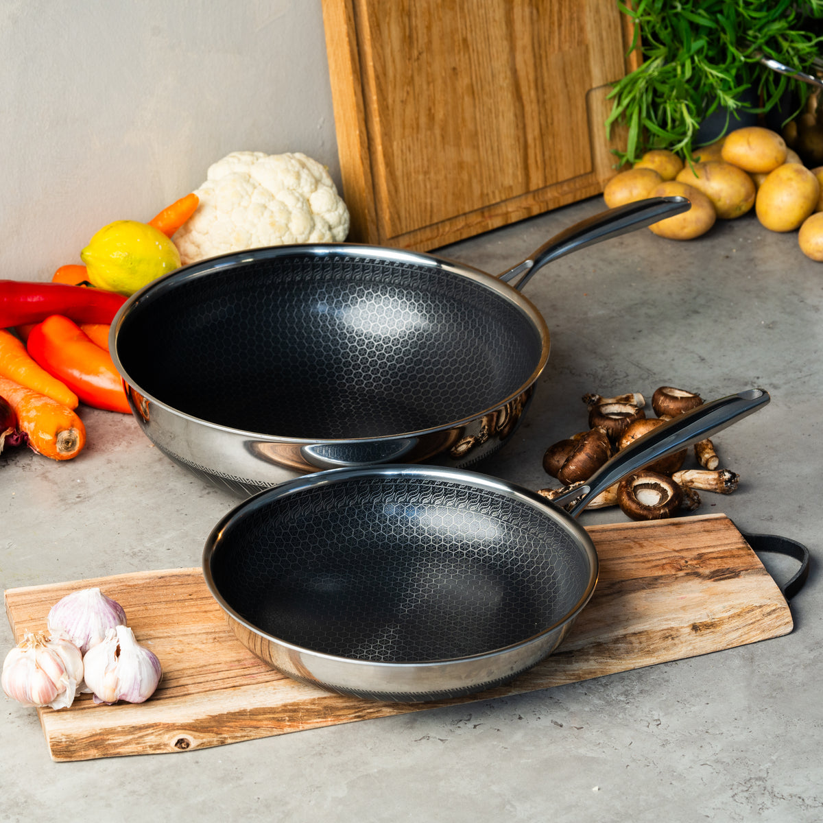 Non-stick Pande & Wok Sæt 28/30 cm - Fusion