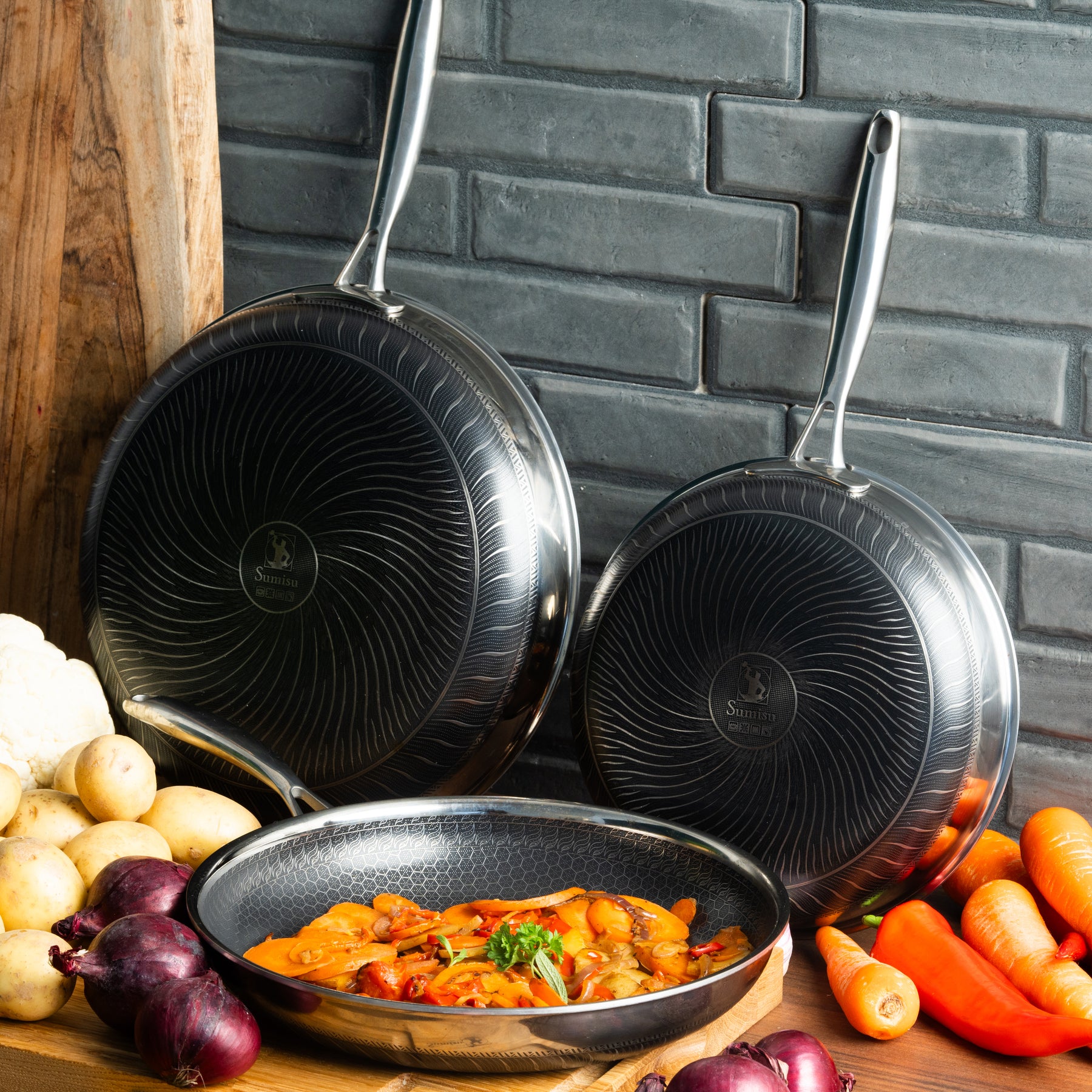 Non-stick Pandesæt 24, 28 og 30 cm