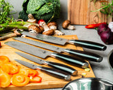 Kaki knivset med 5 köksknivar - Skaft i ebenholts