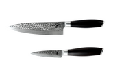 Kaki 67 lag damaskus stål knivsæt med 2 køkkenknive. FSC certificeret ibenhelttræ.