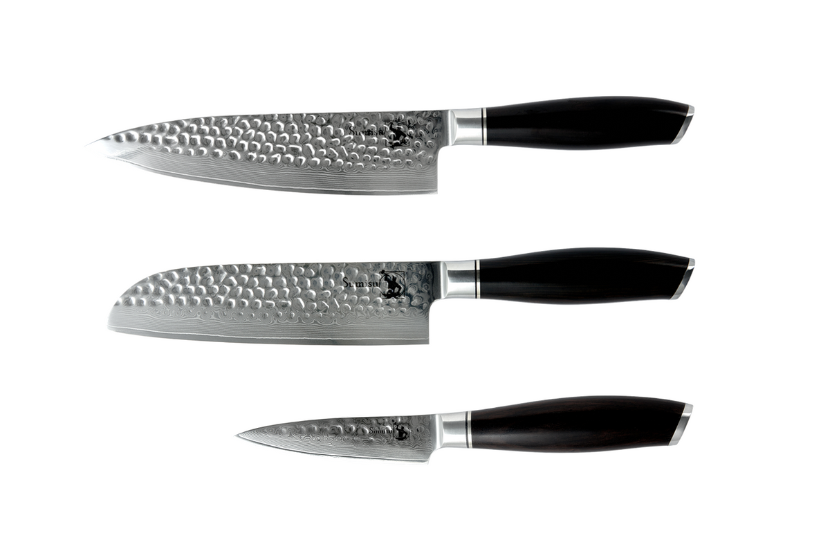 knivsæt m/3 knive - 67 damaskusstål - Sumisu.dk